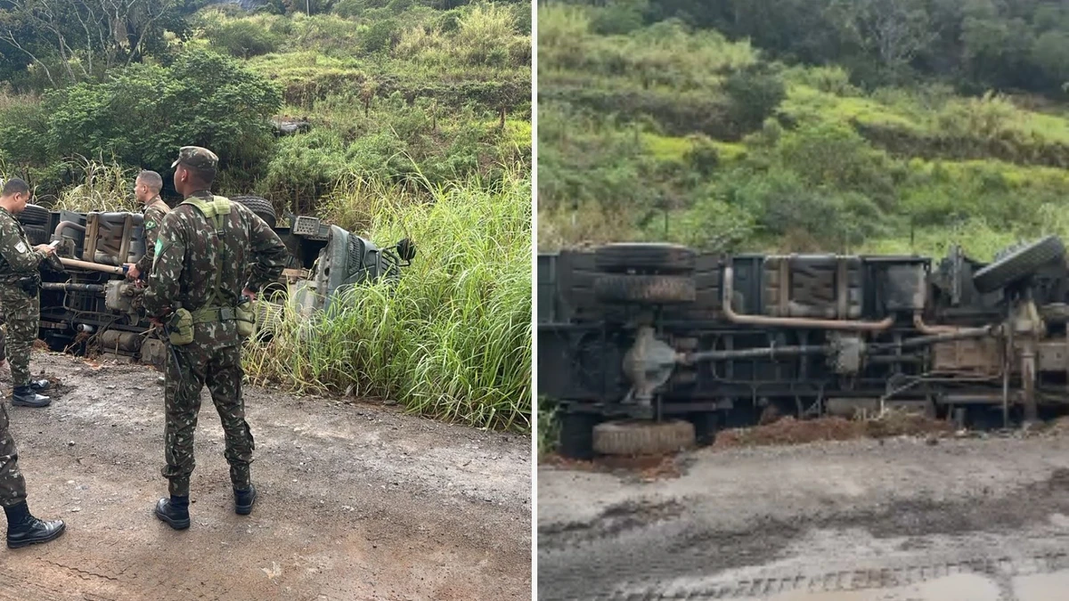 Caminhão tomba na BR 101, em Timbuí, Fundão