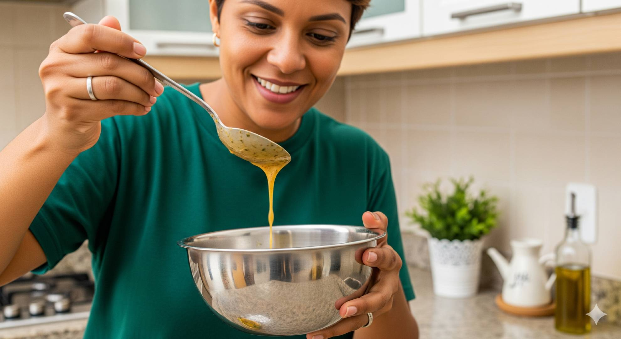 Com simples passos, é possível criar variações de molhos de saladas com itens que é possível ter em casa. Crédito: Gerado por IA