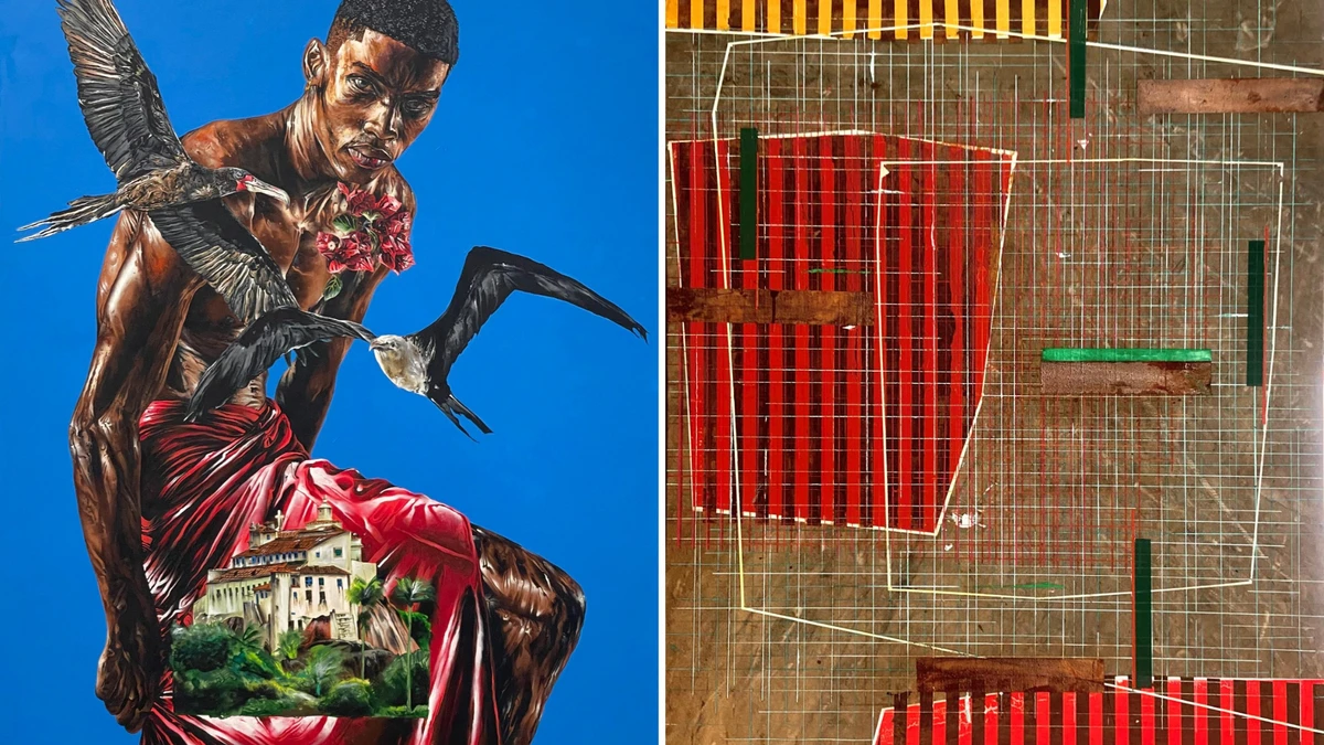 Obras dos artistas Beeboy e José Bechara