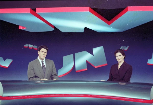 William Bonner e Lilian Witte Fibe na bancada do 'Jornal Nacional'