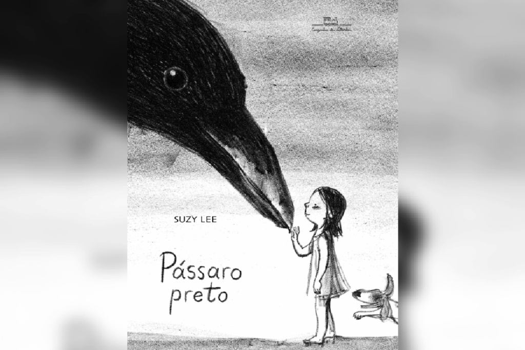 “Pássaro preto” ilustra como a imaginação ajuda a lidar com a tristeza e a solidão (Imagem: Reprodução digital | Companhia das Letrinhas)