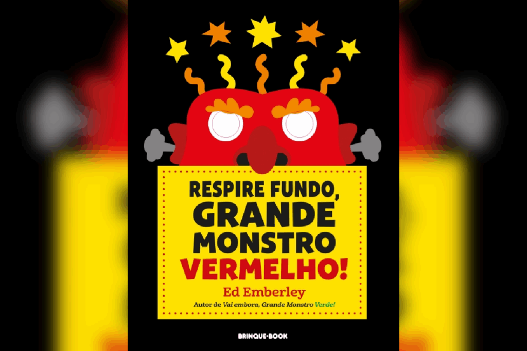 “Respire fundo, grande monstro vermelho!” é uma obra interativa sobre medo e autocontrole (Imagem: Reprodução digital | Brinque-Book)