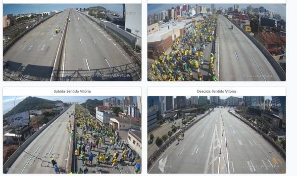 Manifestantes ocupam a Terceira Ponte em ato de apoio a Bolsonaro