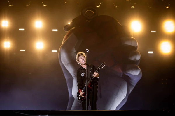  A banda americana Green Day se apresenta no palco Skyline durante show no segundo dia do The Town