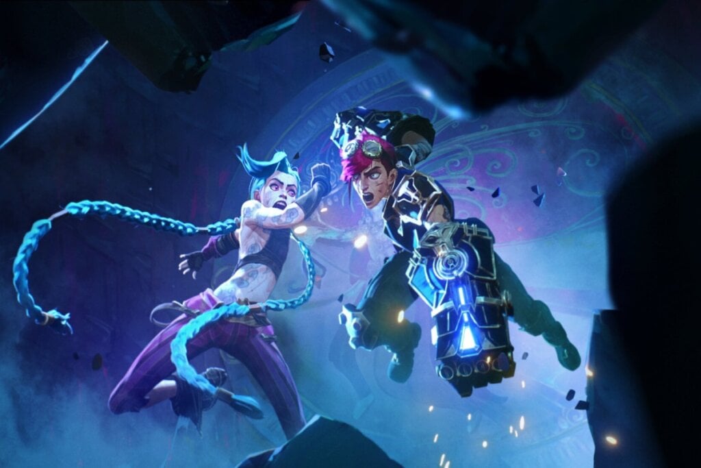 “Arcane” traz diálogos com expressões que fogem do dia a dia e desperta a vontade de explorar temas como a inteligência artificial (Imagem: Reprodução digital | Fortiche e Riot Games)