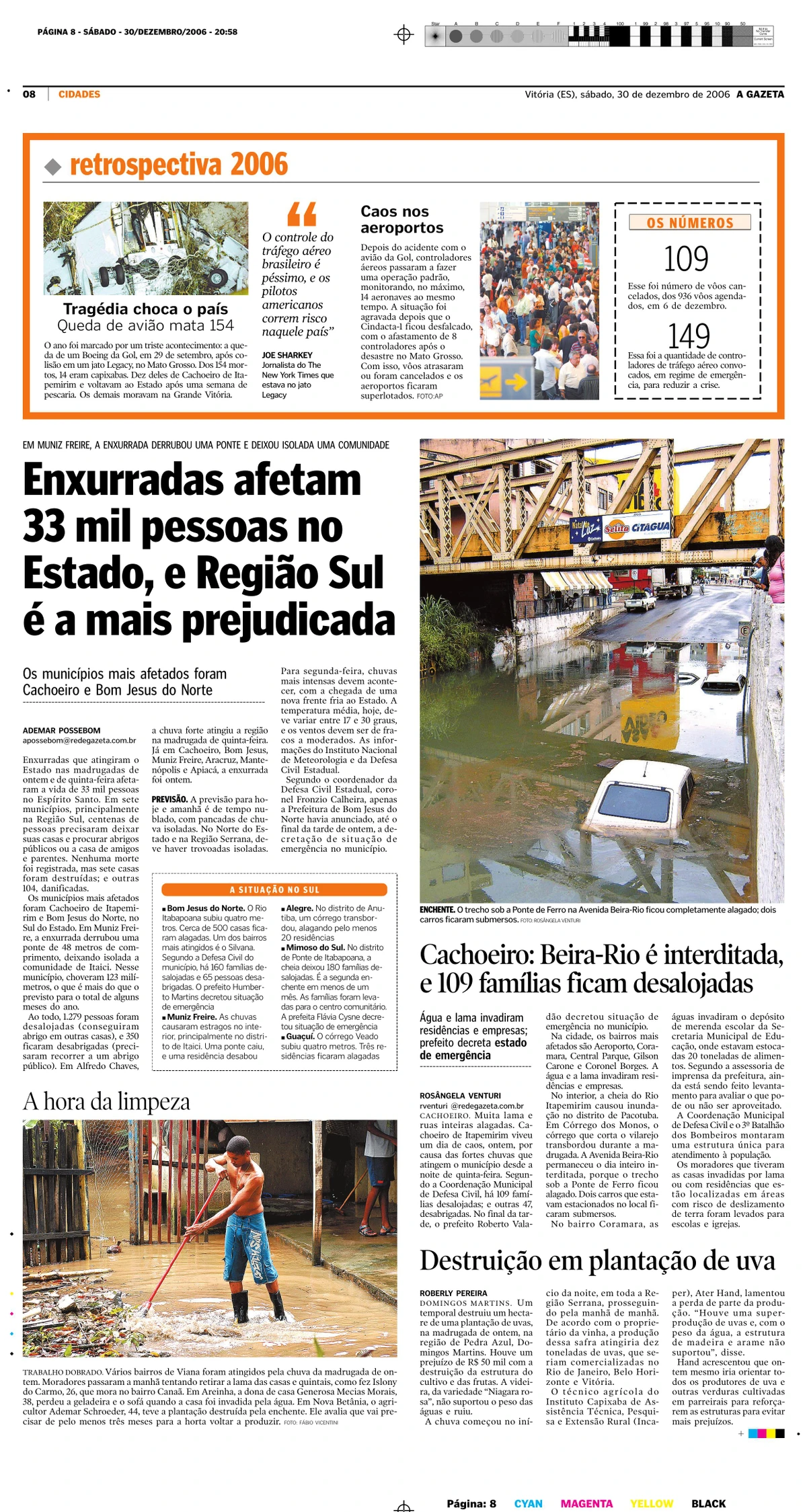 Registros de enchentes em Pacotuba, na zona rural de Cachoeiro, em A Gazeta por Arquivos de A Gazeta