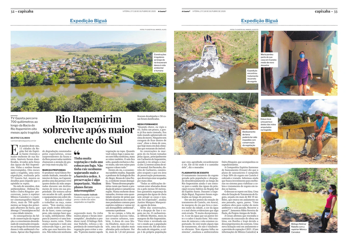 Registros de enchentes em Pacotuba, na zona rural de Cachoeiro, em A Gazeta por Arquivos de A Gazeta