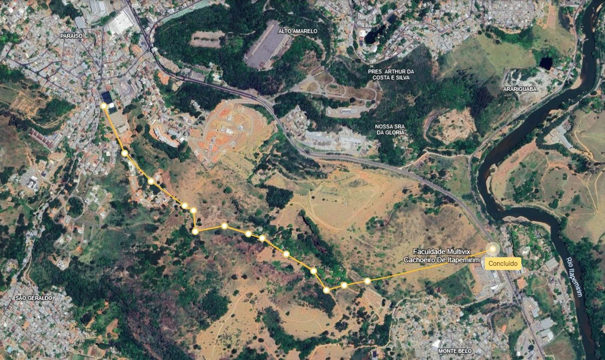 Rota da nova rodovia que ligará Paraíso ao bairro 