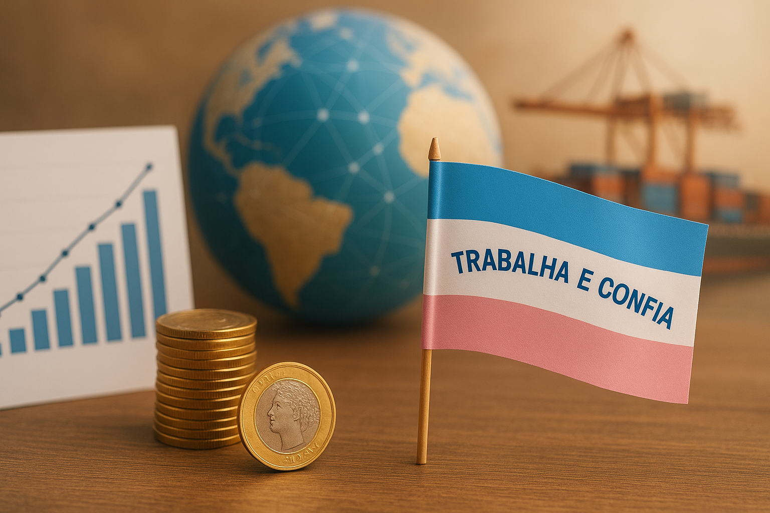 ES alia credibilidade econômica e logística estratégica para aproveitar novas oportunidades do comércio internacional. Crédito: Imagem gerada pelo ChatGPT