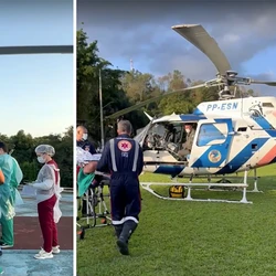 Diante da gravidade, o homem foi intubado ainda no local e encaminhado por um helicóptero do Núcleo de Operações e Transporte Aéreo (Notaer) ao Hospital Estadual Dr. Jayme Santos Neves, na Serra