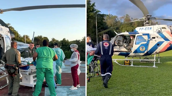 Diante da gravidade, o homem foi intubado ainda no local e encaminhado por um helicóptero do Núcleo de Operações e Transporte Aéreo (Notaer) ao Hospital Estadual Dr. Jayme Santos Neves, na Serra