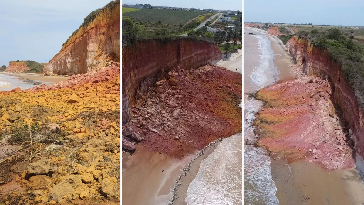 Erosão marítima volta a derrubar falésias em Marataízes