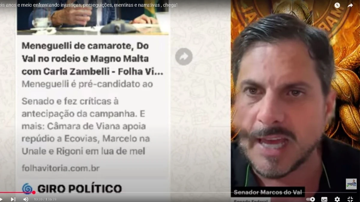 Marcos do Val durante live em que ataca jornalista do ES