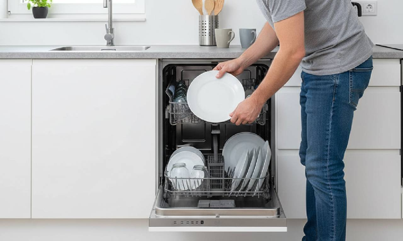 Lava-louças para apartamentos pequenos: escolha entre modelos portáteis, de bancada ou embutidos para otimizar sua cozinha compacta. Crédito: Gerada por Inteligência Artificial