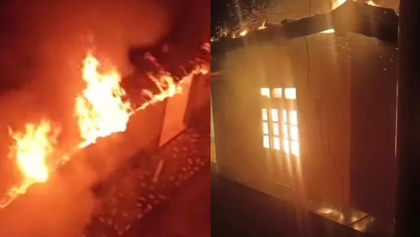 Moradora retirou os filhos antes que o fogo consumisse o imóvel; assistência social e vizinhos prestam ajuda à família, que teve os pertences consumidos pelo fogo