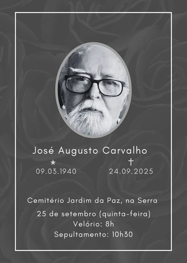 O anúncio do falecimento do professor