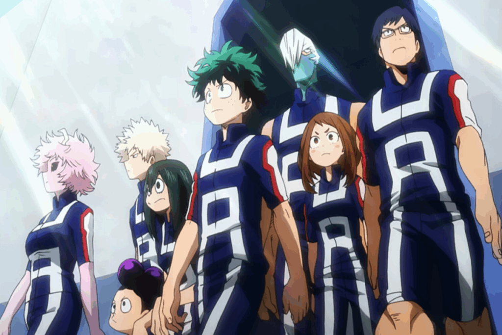 A série “My Hero Academy” acompanha a trajetória de Izuku em um mundo dominado por superpoderes (Imagem: Reprodução digital | Bones)
