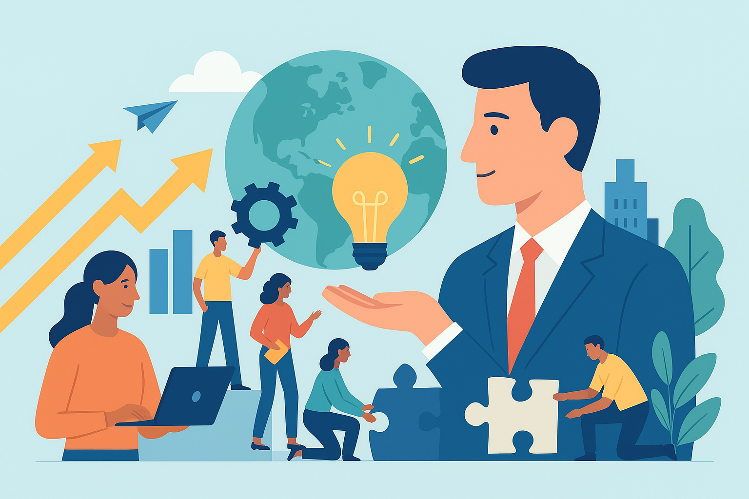 Empreender é transformar ideias em impacto coletivo. Crédito: Imagem gerada pelo ChatGPT