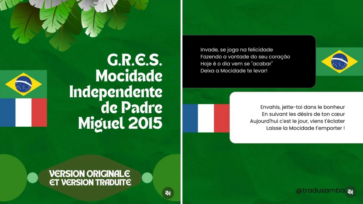 O perfil @TraduSamba traduz sambas-enredo de Português para Francês
