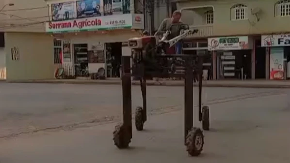 Vídeo que circula nas redes sociais mostra o agricultor Arilson Ludke passeando por Santa Maria de Jetibá, na Região Serrana do ES, com a sua criação