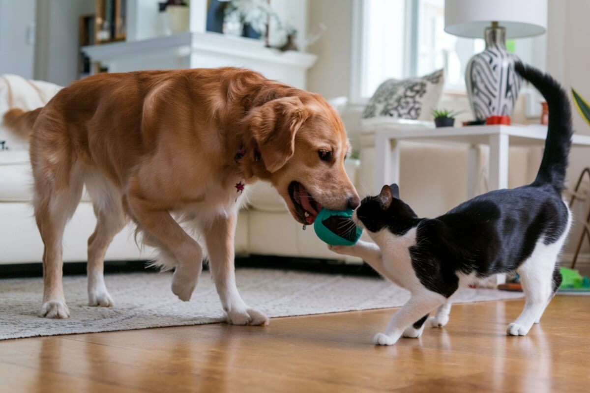 Alguns cuidados ajudam a tornar a convivência entre o gato e o cachorro mais harmoniosa (Imagem: VisualMosaic | Shutterstock)