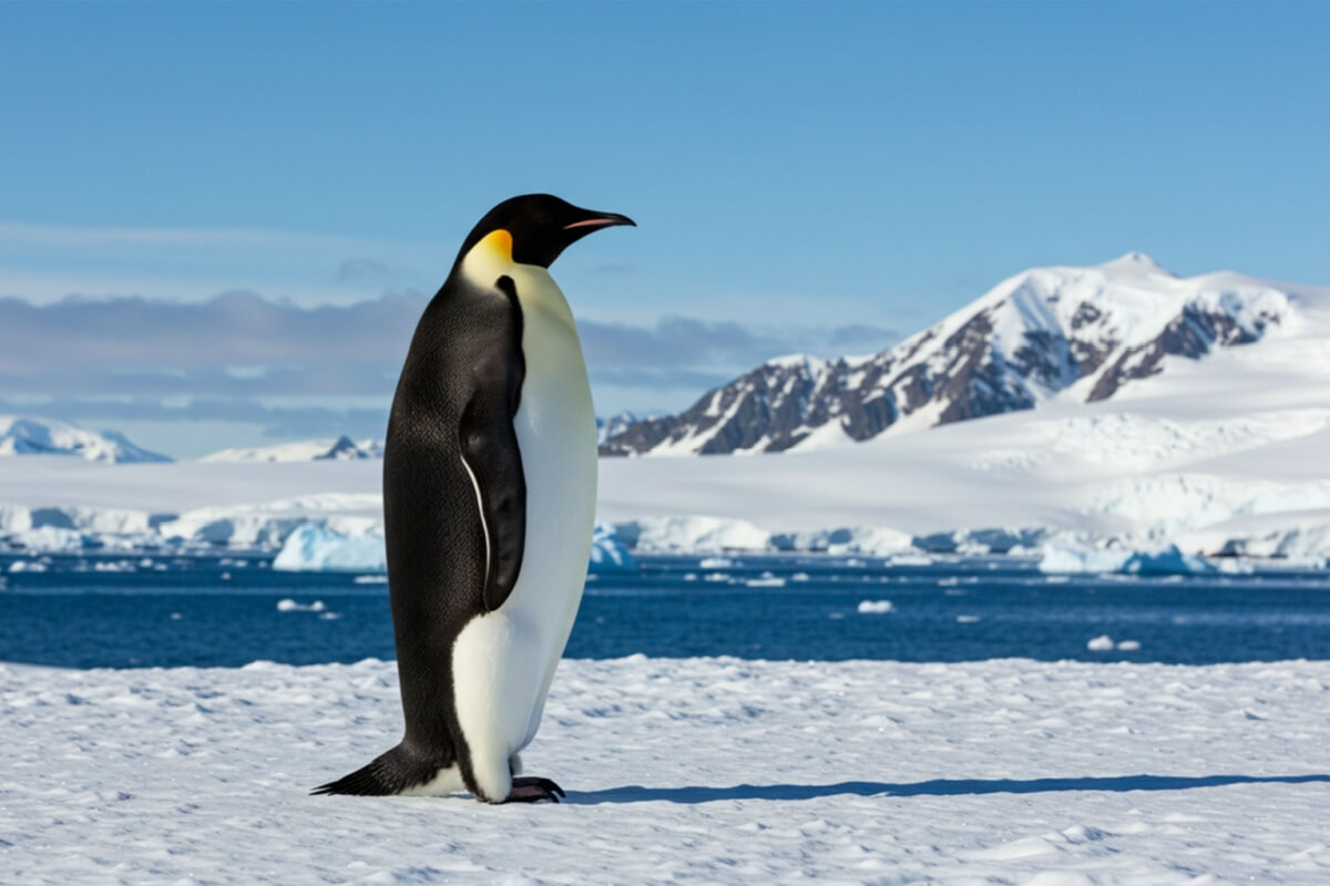 A adaptação e a resistência dos pinguins os permitem sobreviver em ambientes hostis  (Imagem: Omar Khalaf Designs
 | Shutterstock)