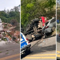 Colisões envolveram pelo menos quatro veículos, sendo três deles de grande porte
