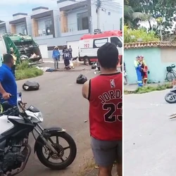 Imagens mostram que a vítima usava capacete, mas ainda não há informações se é o piloto ou se havia mais uma pessoa no veículo