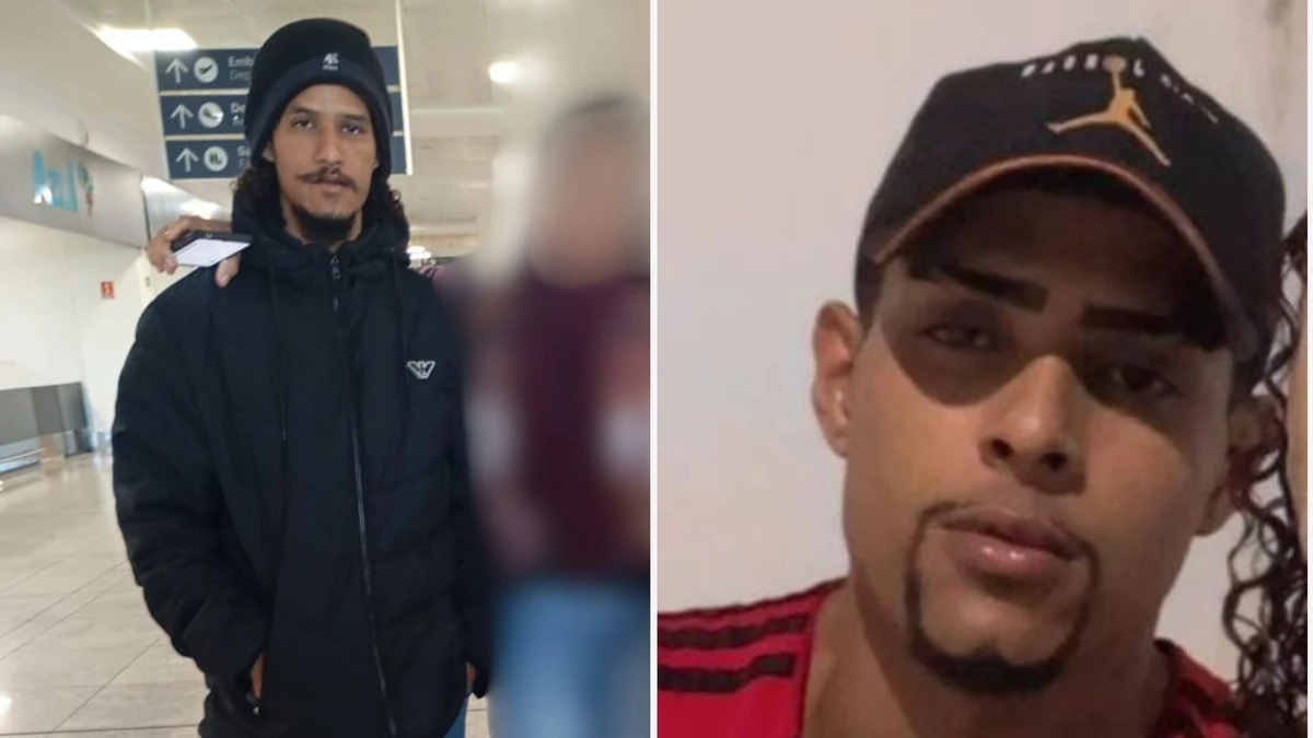 Lucas da silva Leandro (a esquerda), de 27 anos, morreu a tesouradas e o suspeito (a direita) é o barbeiro  Leonardo Renan de Oliveira, de 24 anos