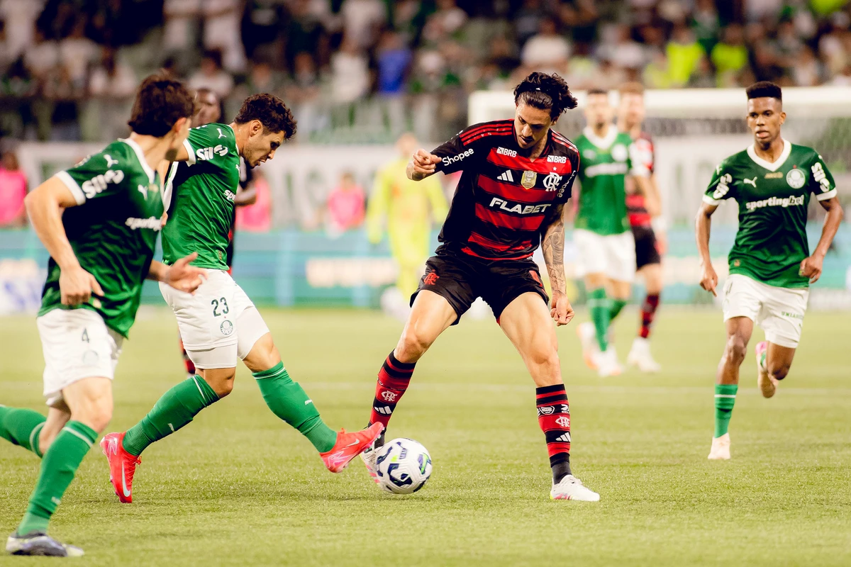 Flamengo e Palmeiras se enfrentando pelo Brasileirão Série A 
