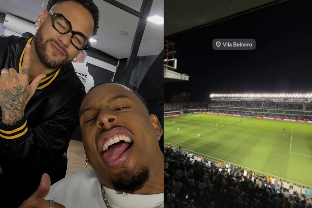 Neymar e PA em Santos, na noite de segunda-feira (20)