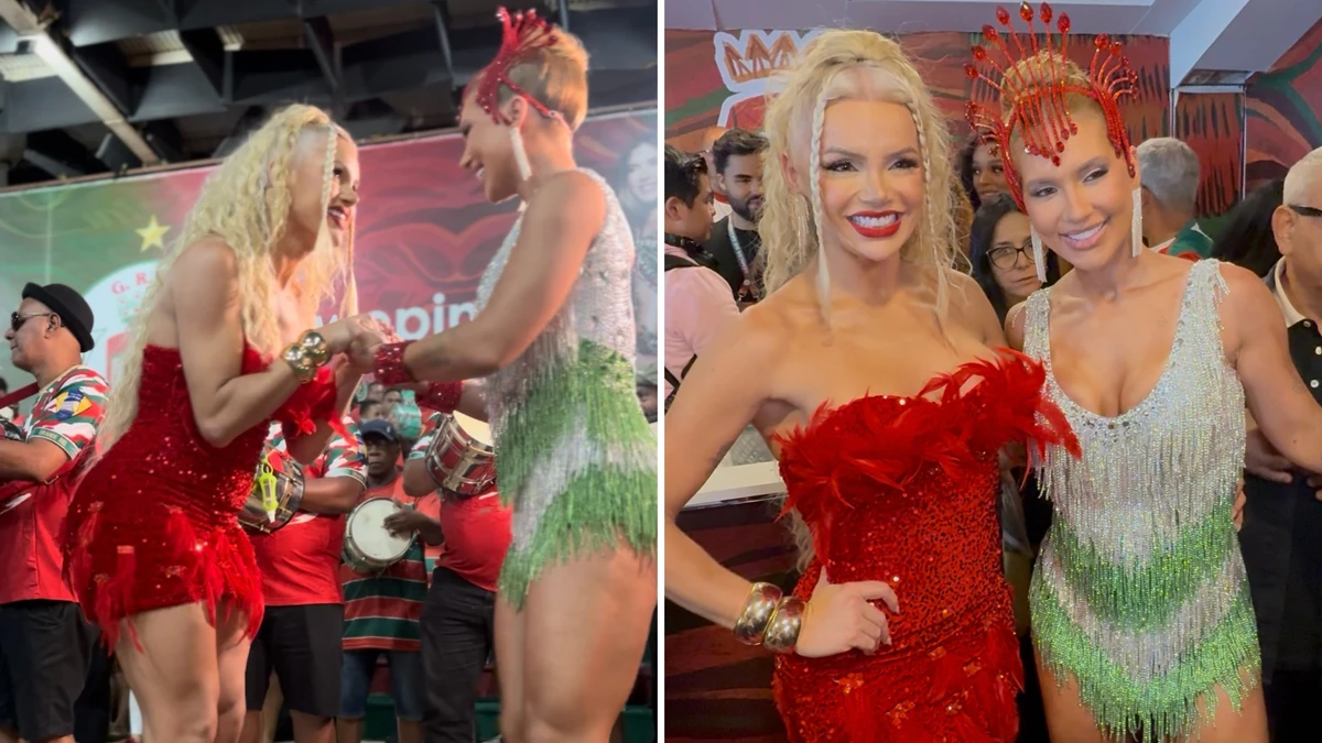 Capixaba Thalita Zampirolli samba com Virgínia em ensaio da Grande Rio