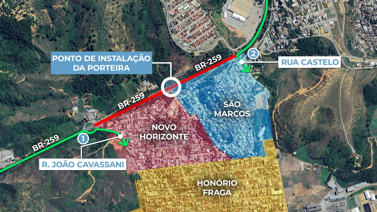 Acessos a bairros em Colatina pela BR 259