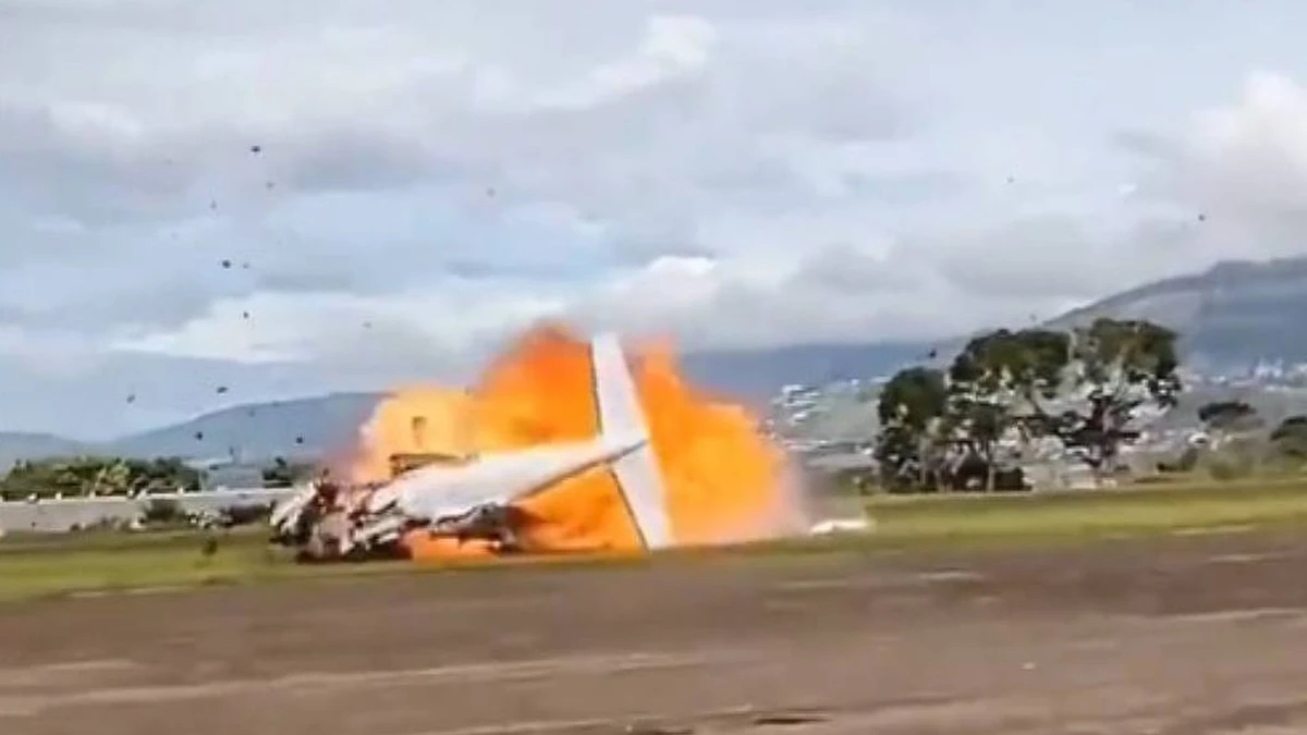 Momento da queda do avião