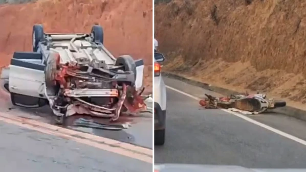 Batida entre carro e moto ocorreu na tarde de sexta-feira (24) na rodovia ES 080, em São Domingos do Norte, e mobilizou Samu e polícias