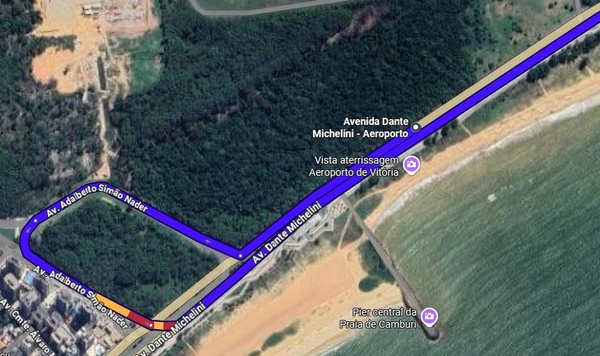 Rota a ser feita por motoristas que precisam retornar da Dante Michelini para Jardim Camburi