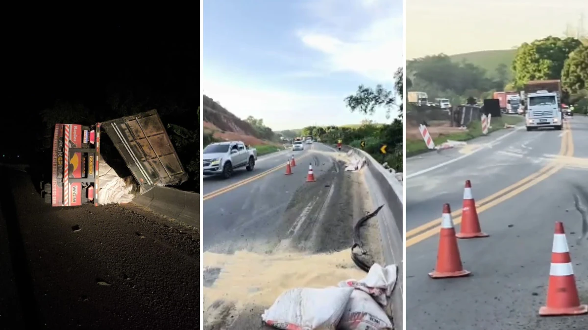 Caminhão de raçao tomba na BR 101 