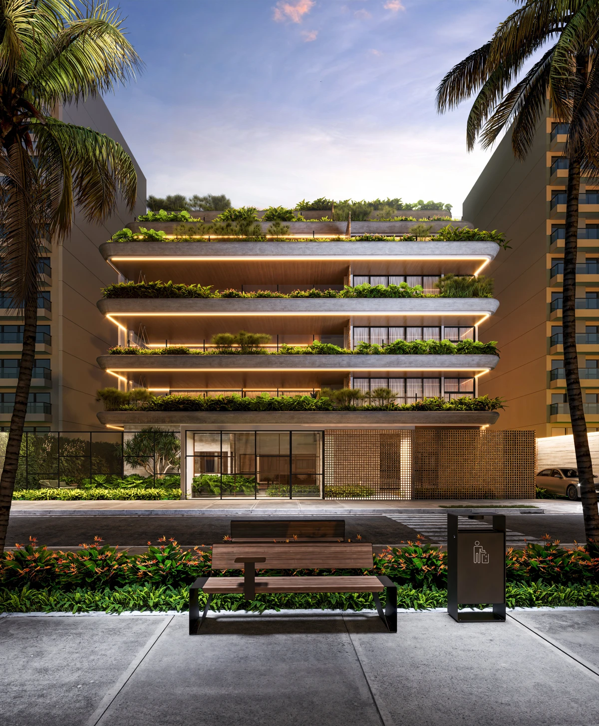 Perspectiva da fachada do prédio que a Argo vai construir de frente para a Praia da Costa