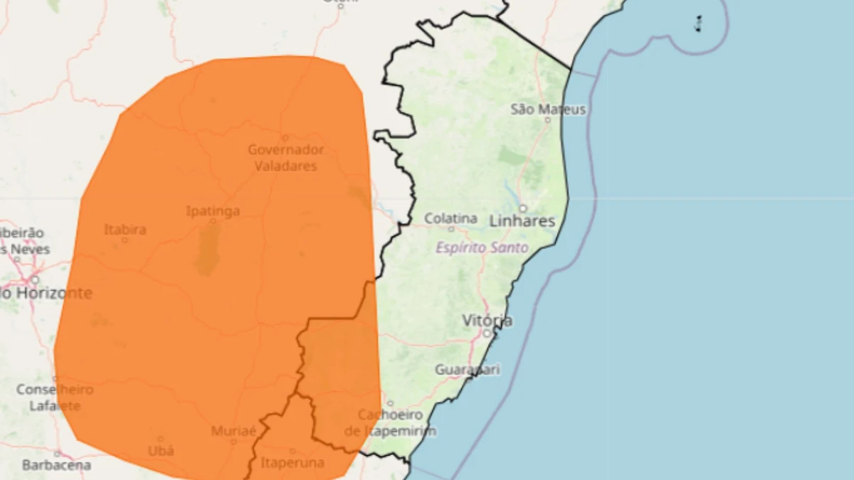 Alerta laranja de chuvas intensas de quinta (30) a sexta-feira (31)