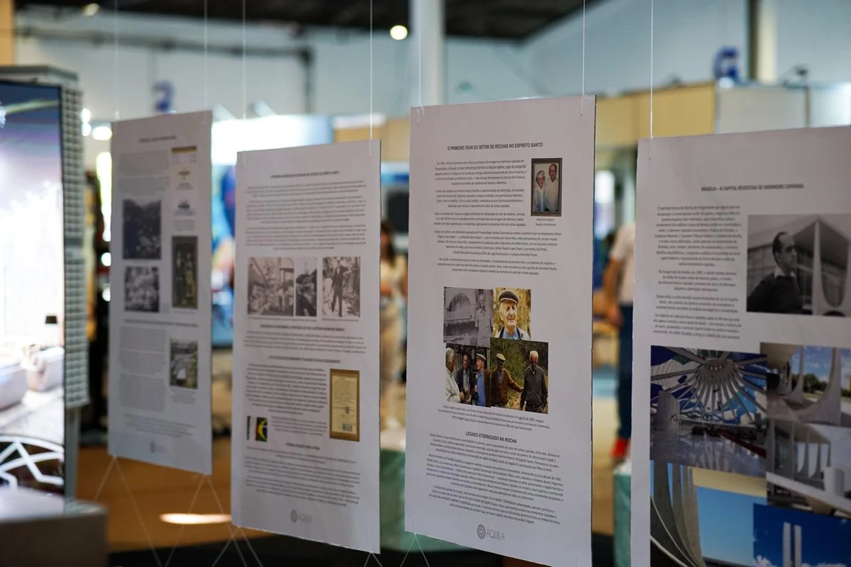 Exposição conta com linha do tempo com fatos históricos da extração de mármore capixaba