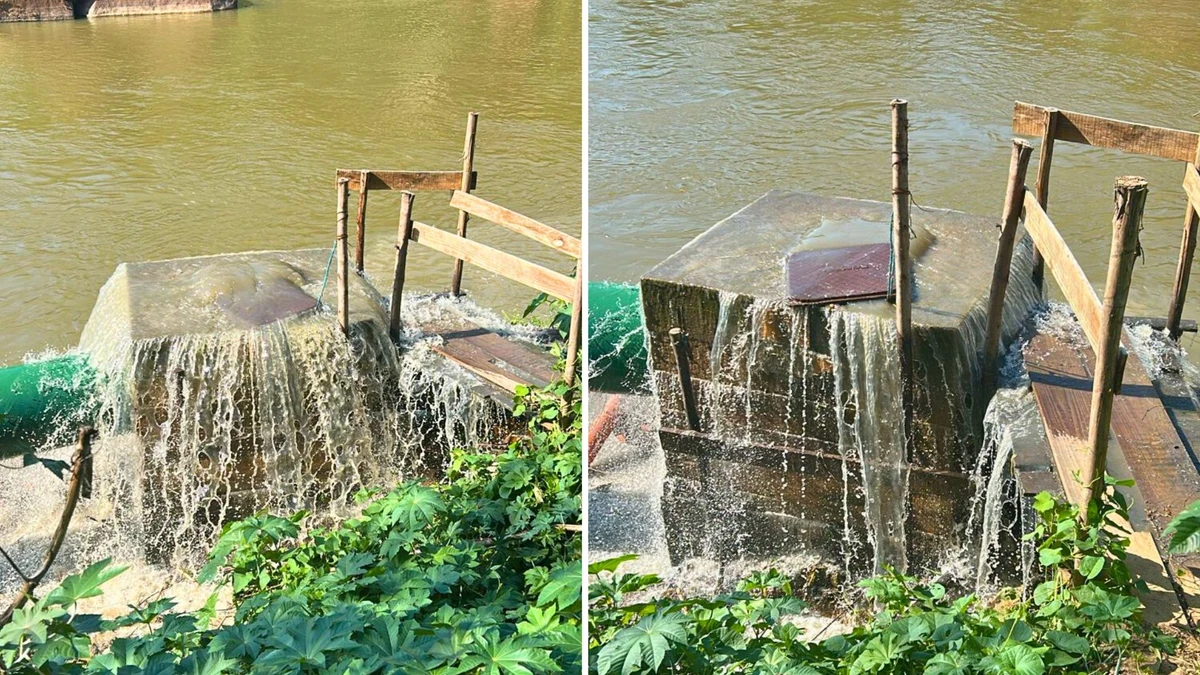 Flagrante de esgoto lançado no Rio Itapemirim, em Cachoeiro 