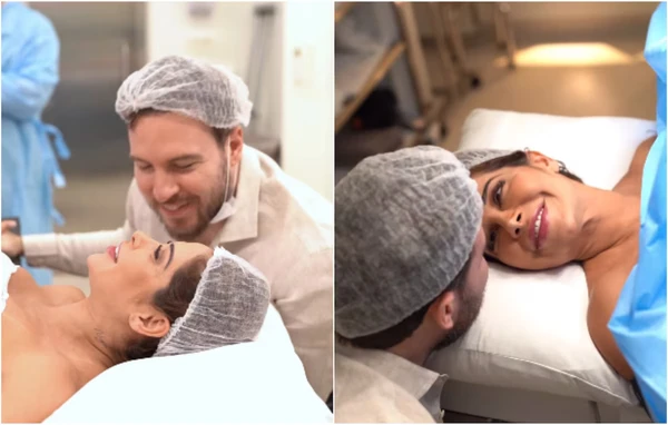 Maíra Cardi e Thiago Nigro juntos durante parto da filha Eloah, que nasceu no último dia 26 de outubro