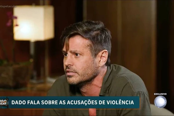Dado Dolabella durante entrevista ao Domingo Espetacular, da Record