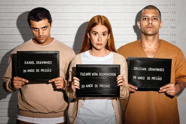 Felipe Simas, Marina Ruy Barbosa e Kelner Macêdo na série 'Tremembé'