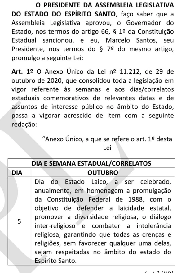 Lei estadual do Dia do Estado Laico