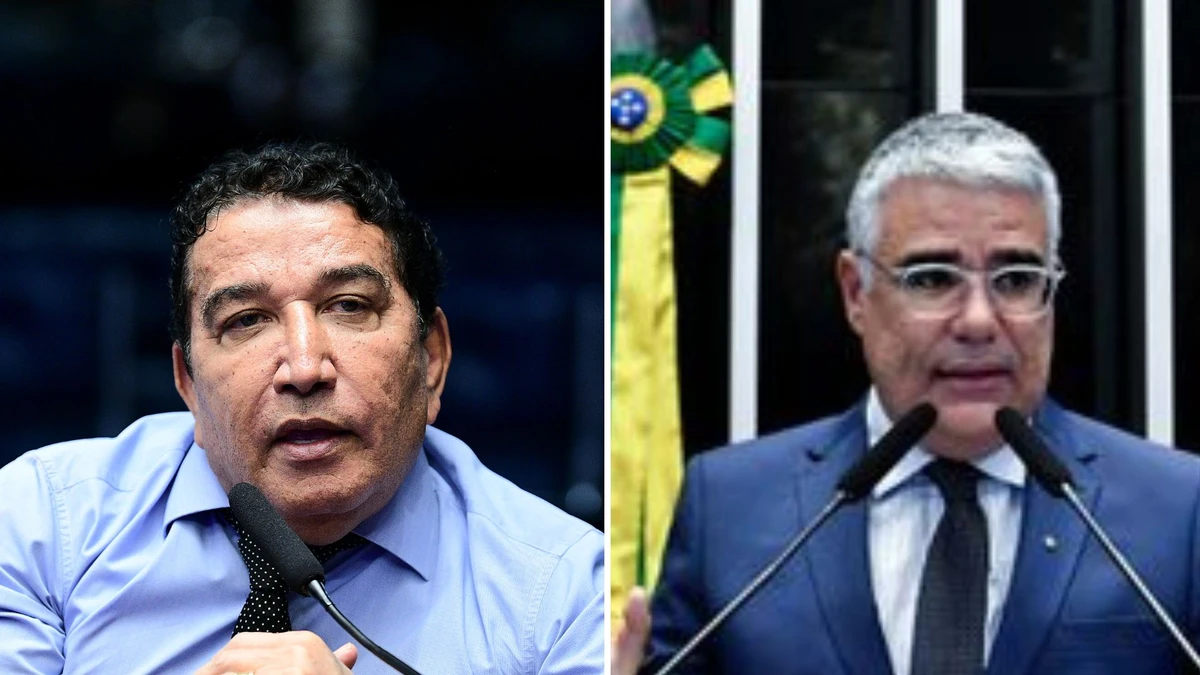 Senadores Magno Malta (PL-ES) e Eduardo Girão (Novo-CE)