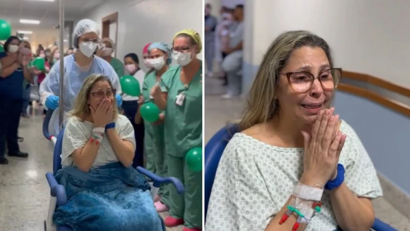 Giane Coutinho estava na UTI desde 23 de outubro; alta foi comemorada por colegas de trabalho, que registraram o momento da saída dela