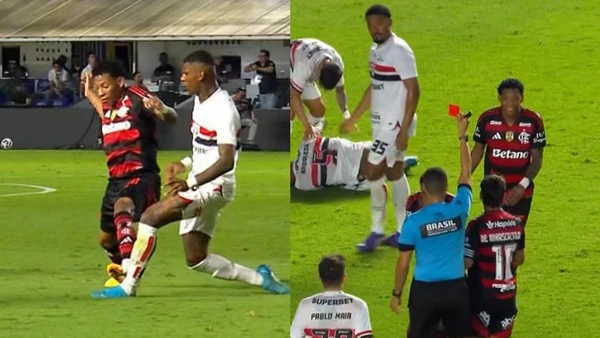 Plata deu uma entrada dura no tornozelo esquerdo de Arboleda e recebeu terceiro vermelho em 5 jogos