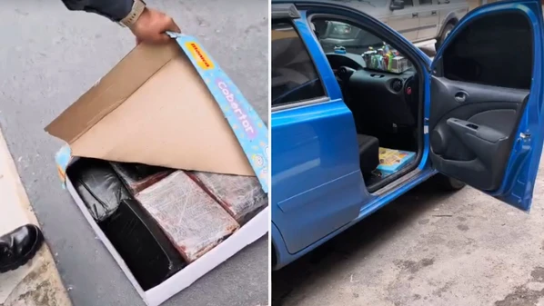 Polícia Militar abordou um carro no bairro Otton Marins, em Cachoeiro de Itapemirim, onde foram encontrados cerca de 10kg de crack e cocaína