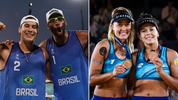 Evandro/Arthur e Thâmela/Vic sobem no pódio no Elite 16 de Itapema, Santa Catarina